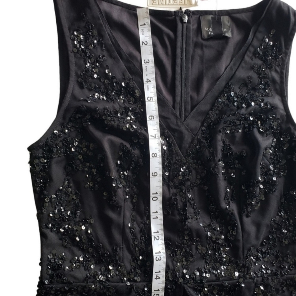 🔥NWT Adrianna Papell Beaded Georgette Jumpsuit, Black, Size 6 - Picture 11 of 16